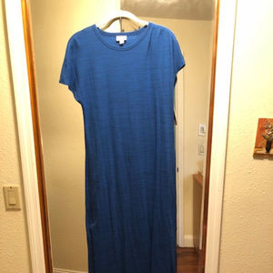 Lularoe Maria Royal Blue Maxi Black Micro Stripe